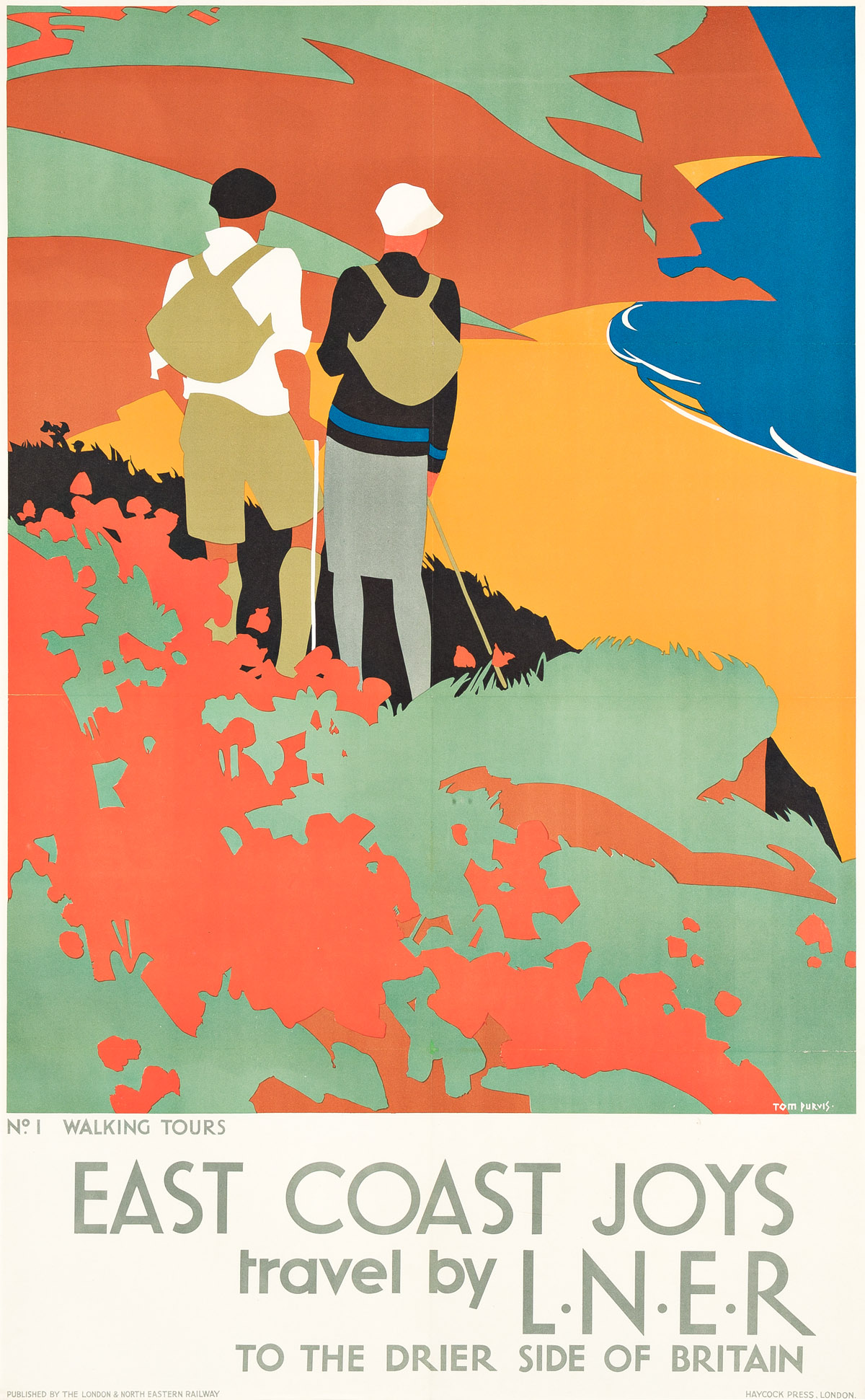 TOM PURVIS (1888-1959).  EAST COAST JOYS / TRAVEL BY L.N.E.R. Set of 6 posters. 1931. Each approximately 40x25 inches, 101½x63½ cm. Hay